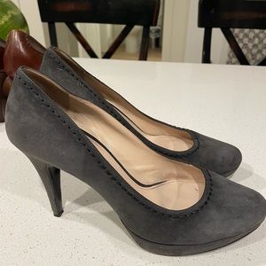 Suede Gray Prada Stilettos, Size 39, 4 inch heel